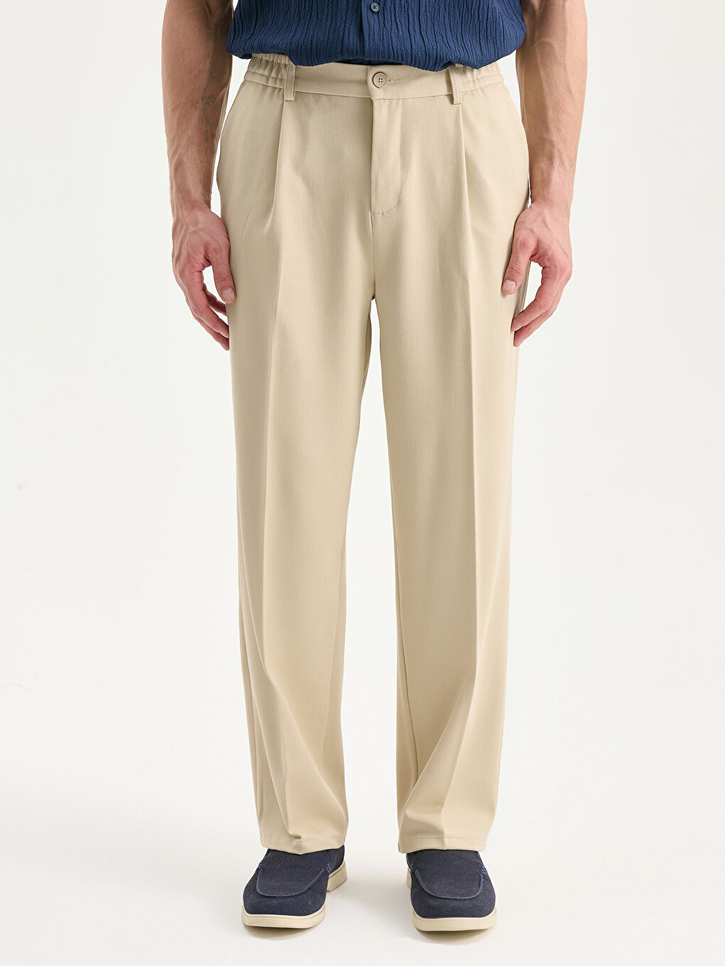 Bej Rahat Kalıp Erkek Pantolon-1