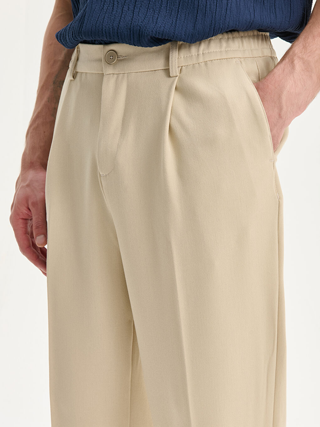 Bej Rahat Kalıp Erkek Pantolon-2