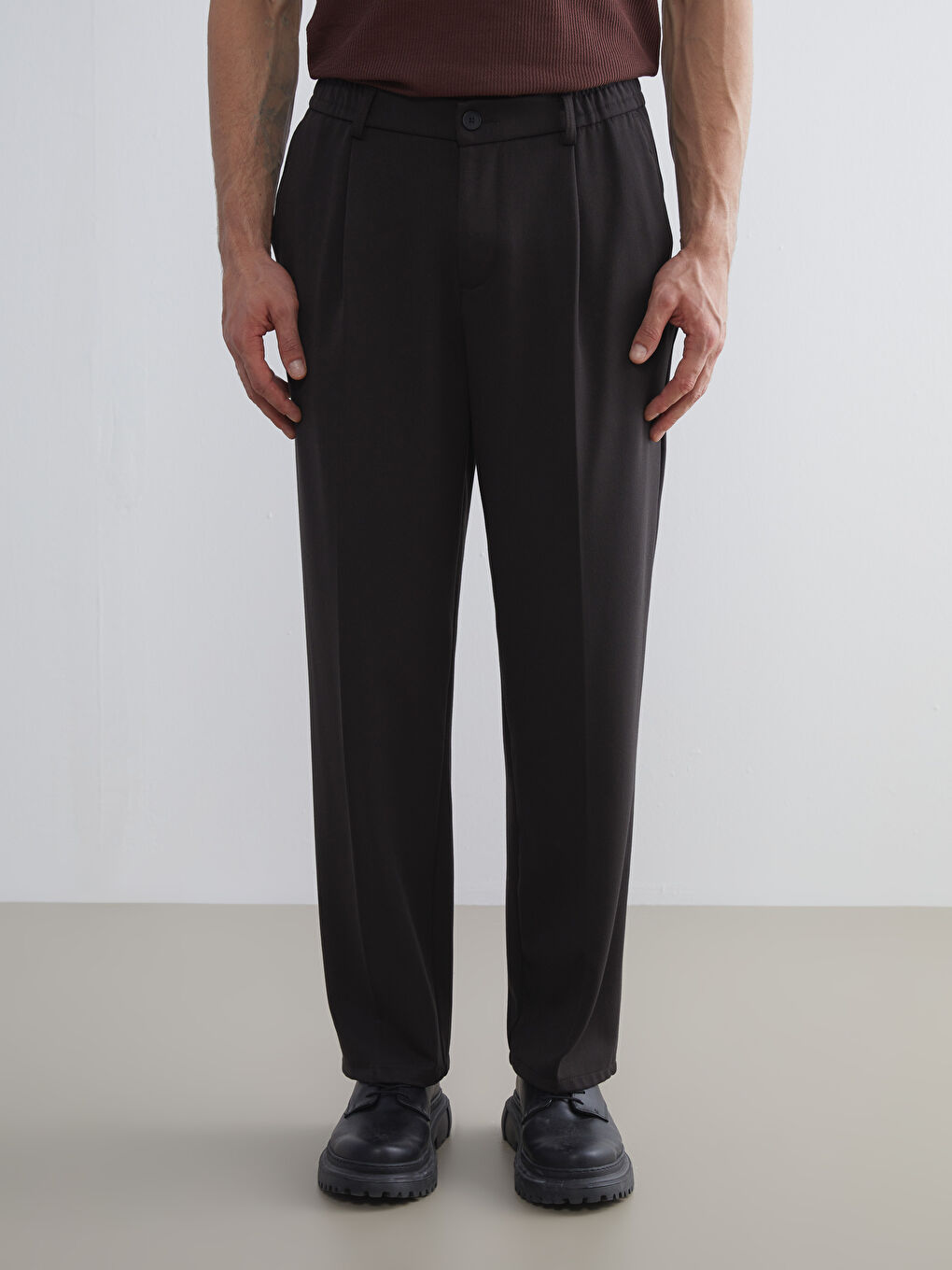 Kahverengi Rahat Kalıp Erkek Pantolon-1