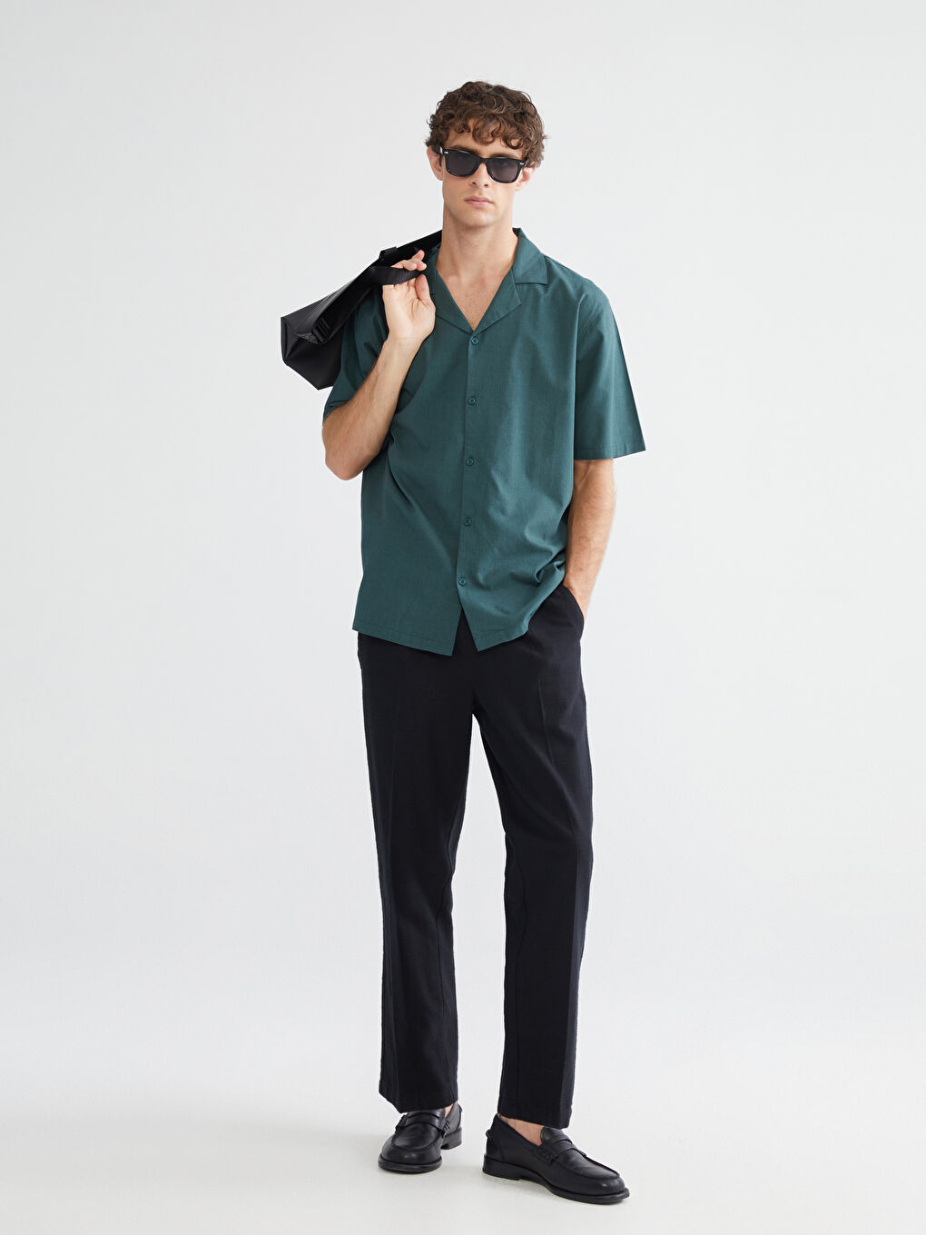 Regular Fit Linen-Look Men's Trousers