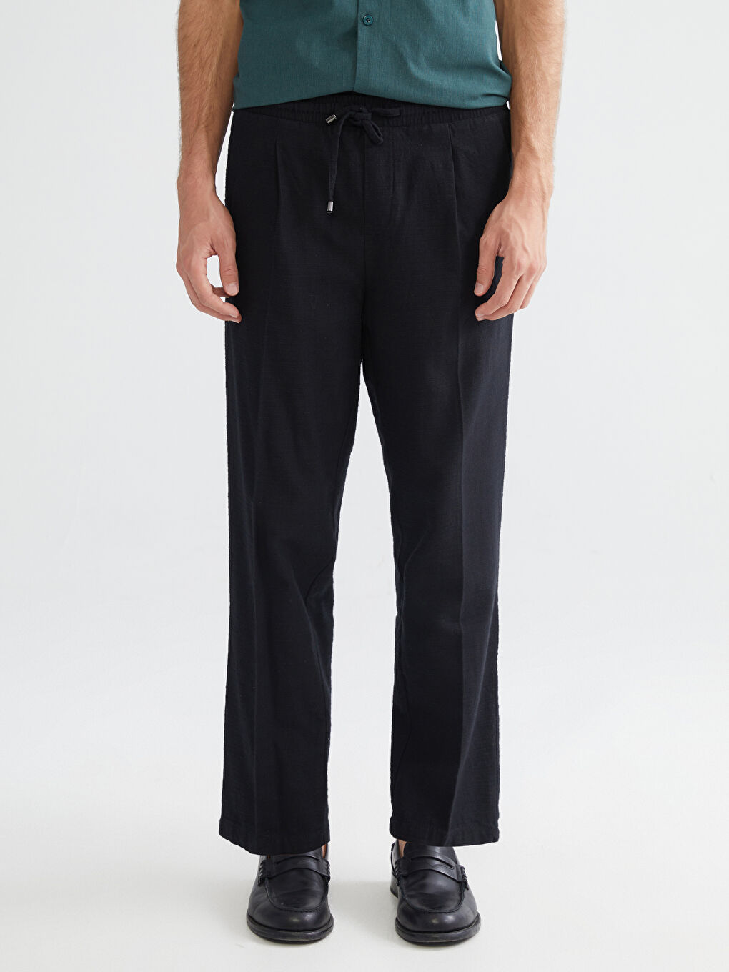 Regular Fit Linen-Look Men's Trousers-1