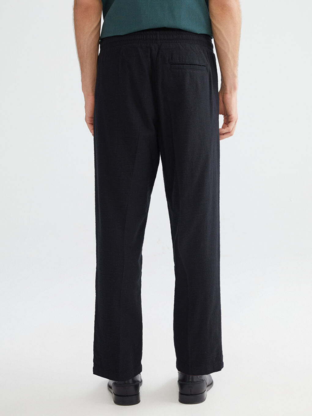Regular Fit Linen-Look Men's Trousers-3