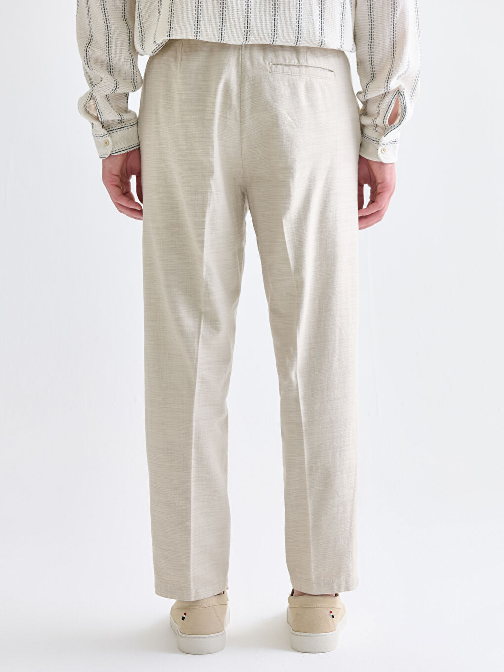 Regular Fit Linen-Look Men's Trousers-3