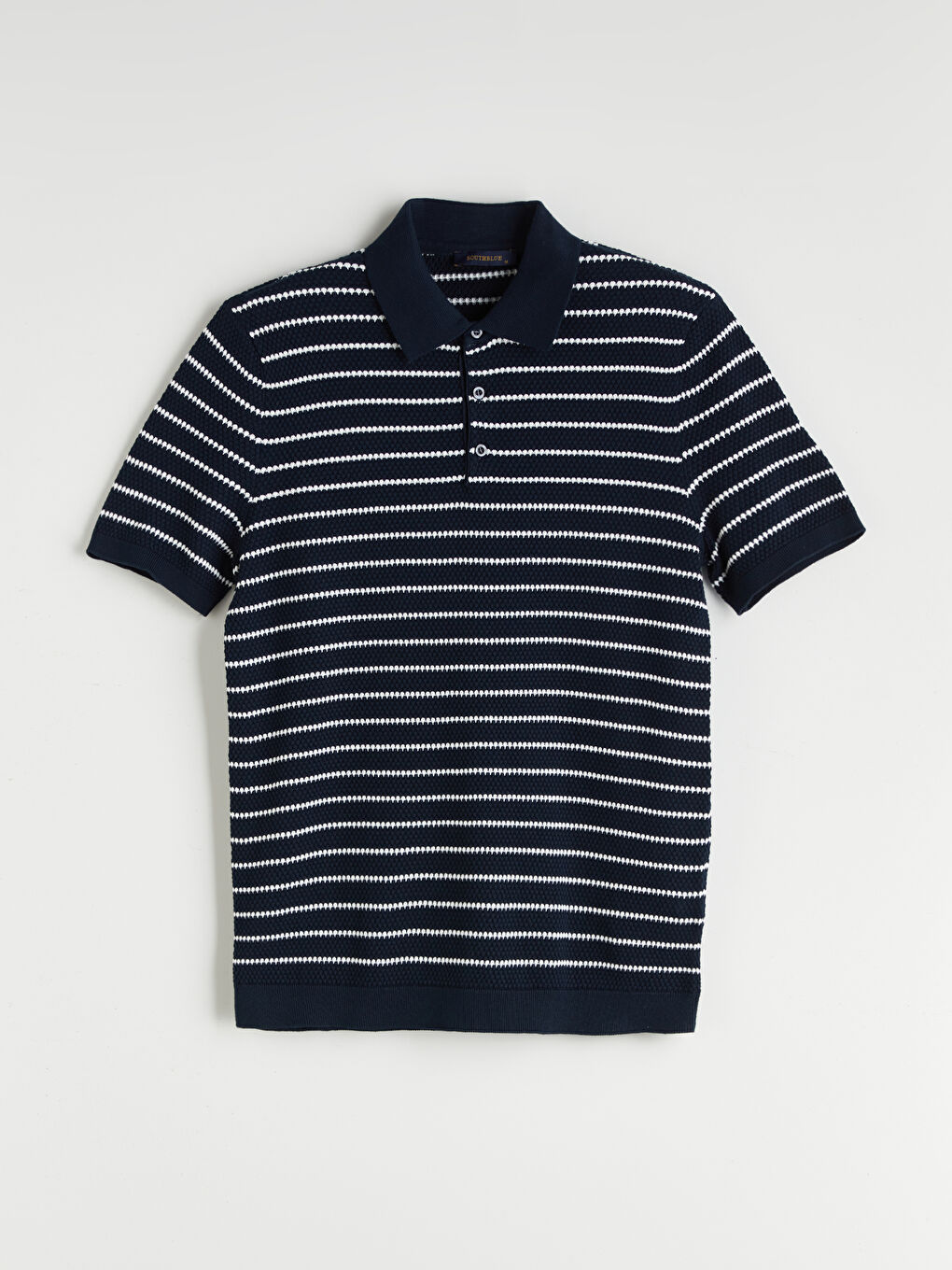 SOUTHBLUE Polo Neck Short Sleeve Striped Men's Knitwear Sweater -W51187Z8-LGS
