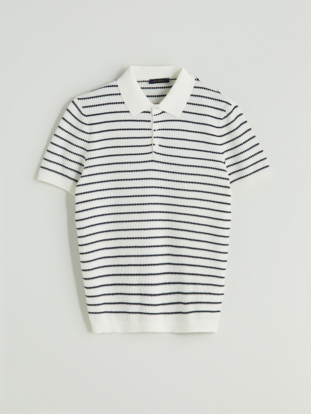 SOUTHBLUE Polo Neck Short Sleeve Striped Men's Knitwear Sweater -W51187Z8-SZ5