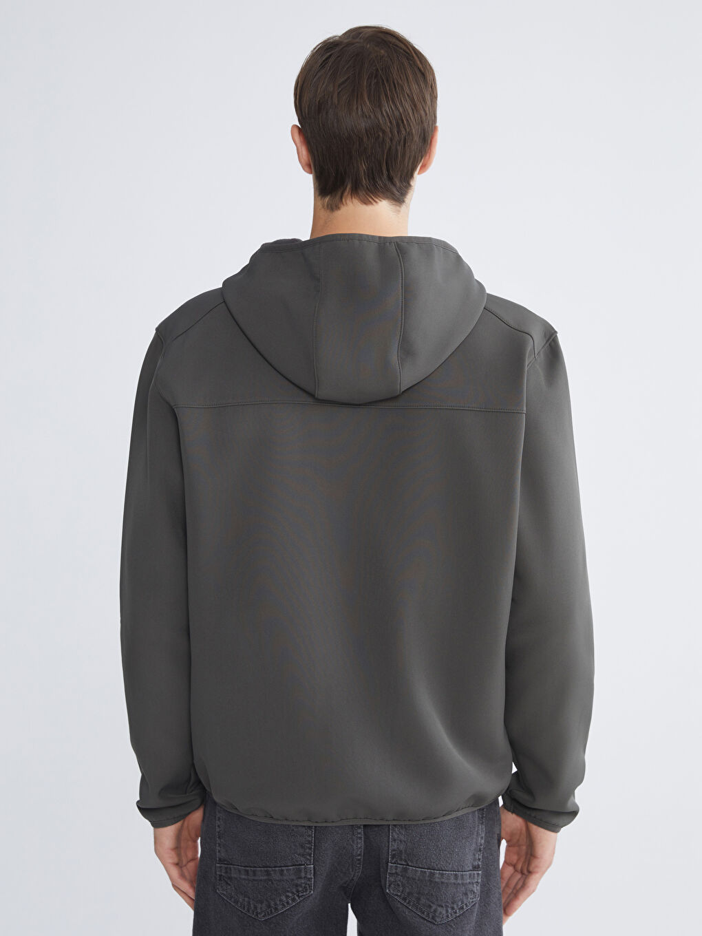 Haki Standart Kalıp Kapüşonlu Erkek Mont-9