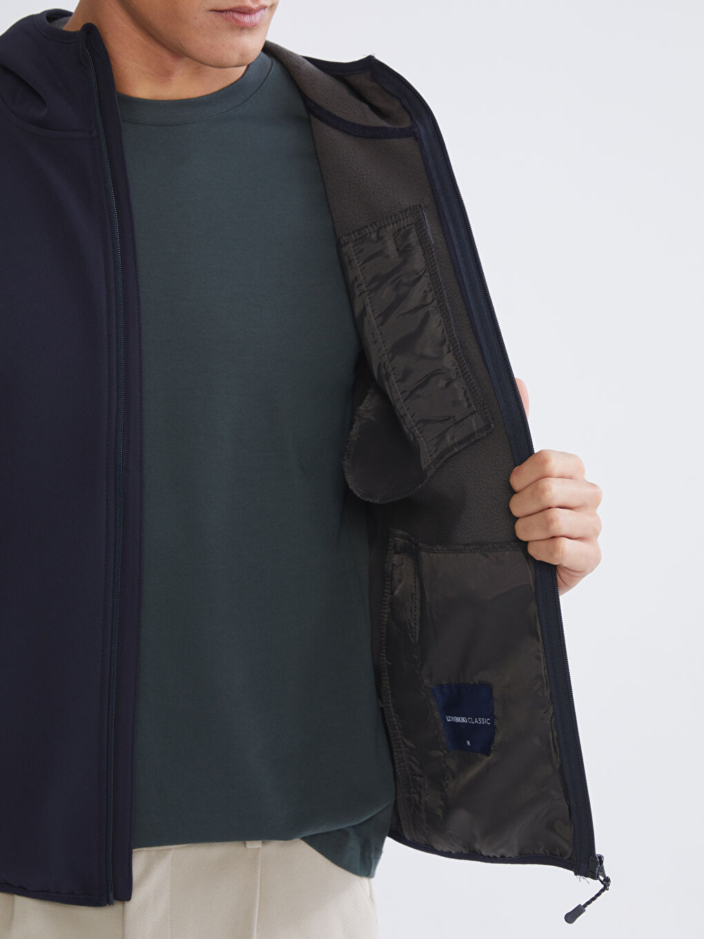 Lacivert Standart Kalıp Kapüşonlu Erkek Mont-3