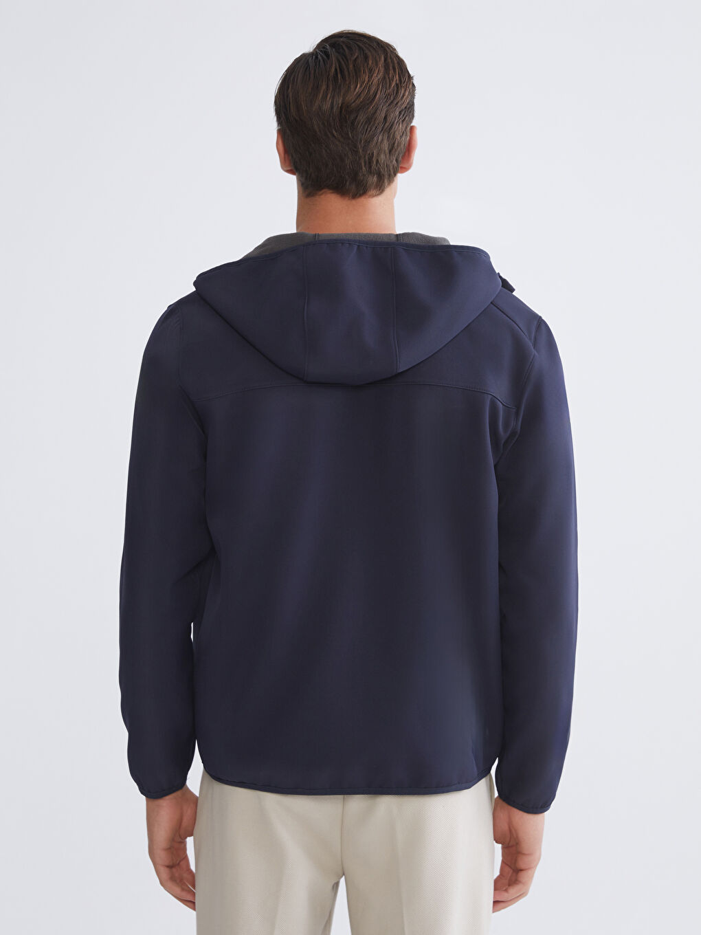 Lacivert Standart Kalıp Kapüşonlu Erkek Mont-4