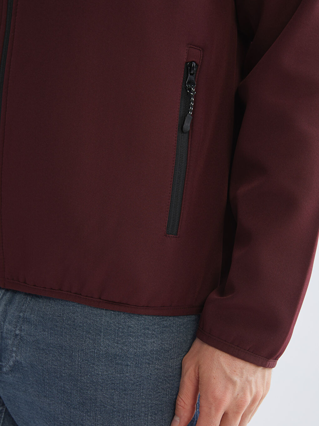 Bordo Standart Kalıp Kapüşonlu Erkek Mont-3