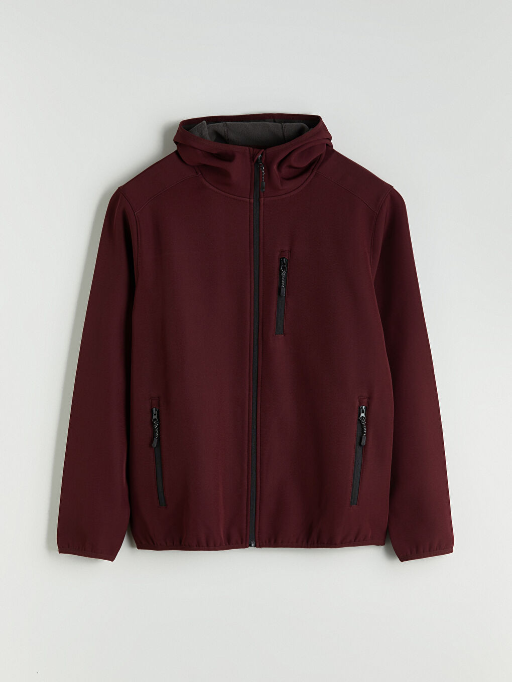 Bordo Standart Kalıp Kapüşonlu Erkek Mont-5