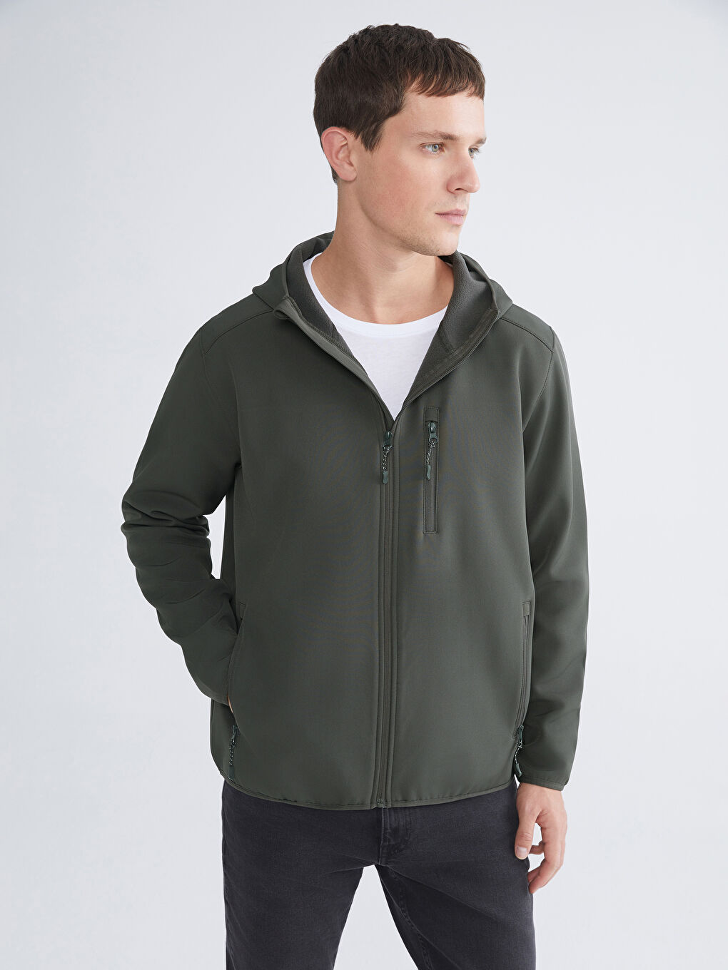 ерлерге арналған стандартты пішім капюшонды пальто