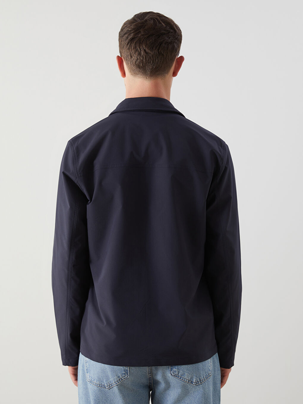Lacivert Standart Kalıp Gömlek Yaka Erkek Mont-6