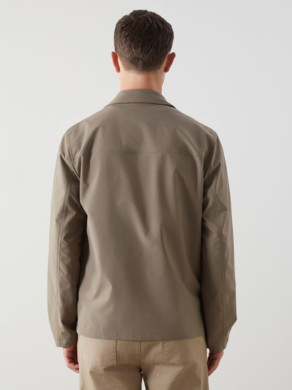 Haki Standart Kalıp Gömlek Yaka Erkek Mont-6