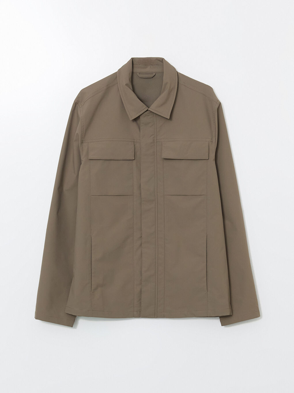 Haki Standart Kalıp Gömlek Yaka Erkek Mont-8