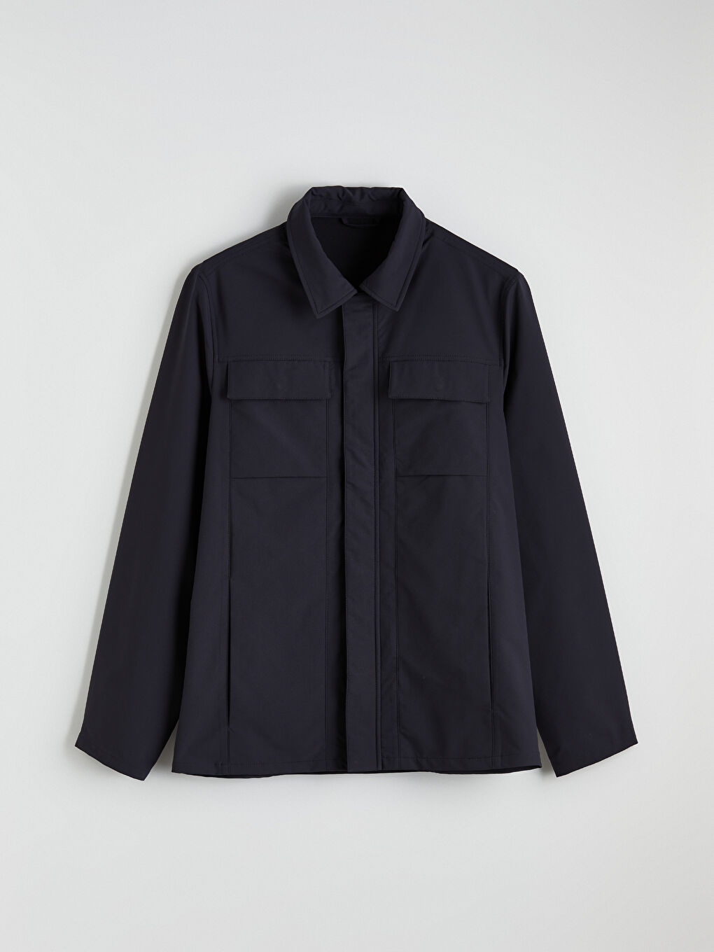 Lacivert Standart Kalıp Gömlek Yaka Erkek Mont-8