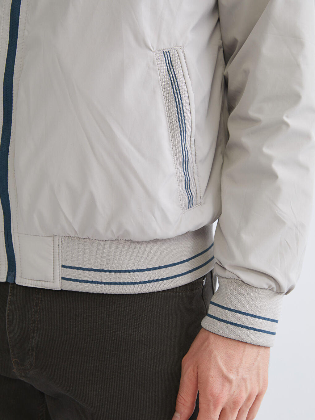 Lacivert Büyük Beden Çift Taraflı Dik Yaka Erkek Mont-5