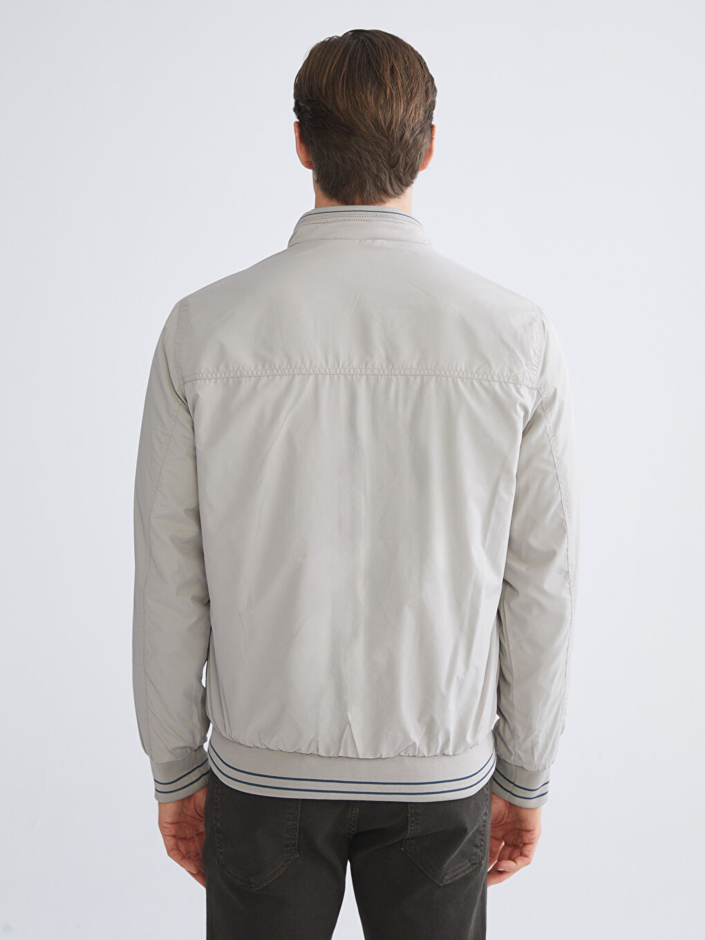 Lacivert Büyük Beden Çift Taraflı Dik Yaka Erkek Mont-9