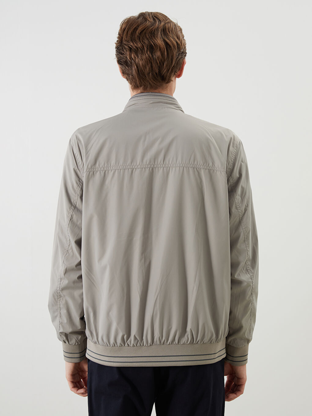 Yeşil Büyük Beden Çift Taraflı Dik Yaka Erkek Mont-11