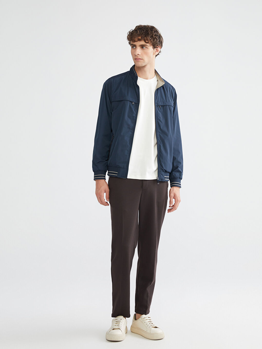 İndigo Büyük Beden Çift Taraflı Dik Yaka Erkek Mont-4