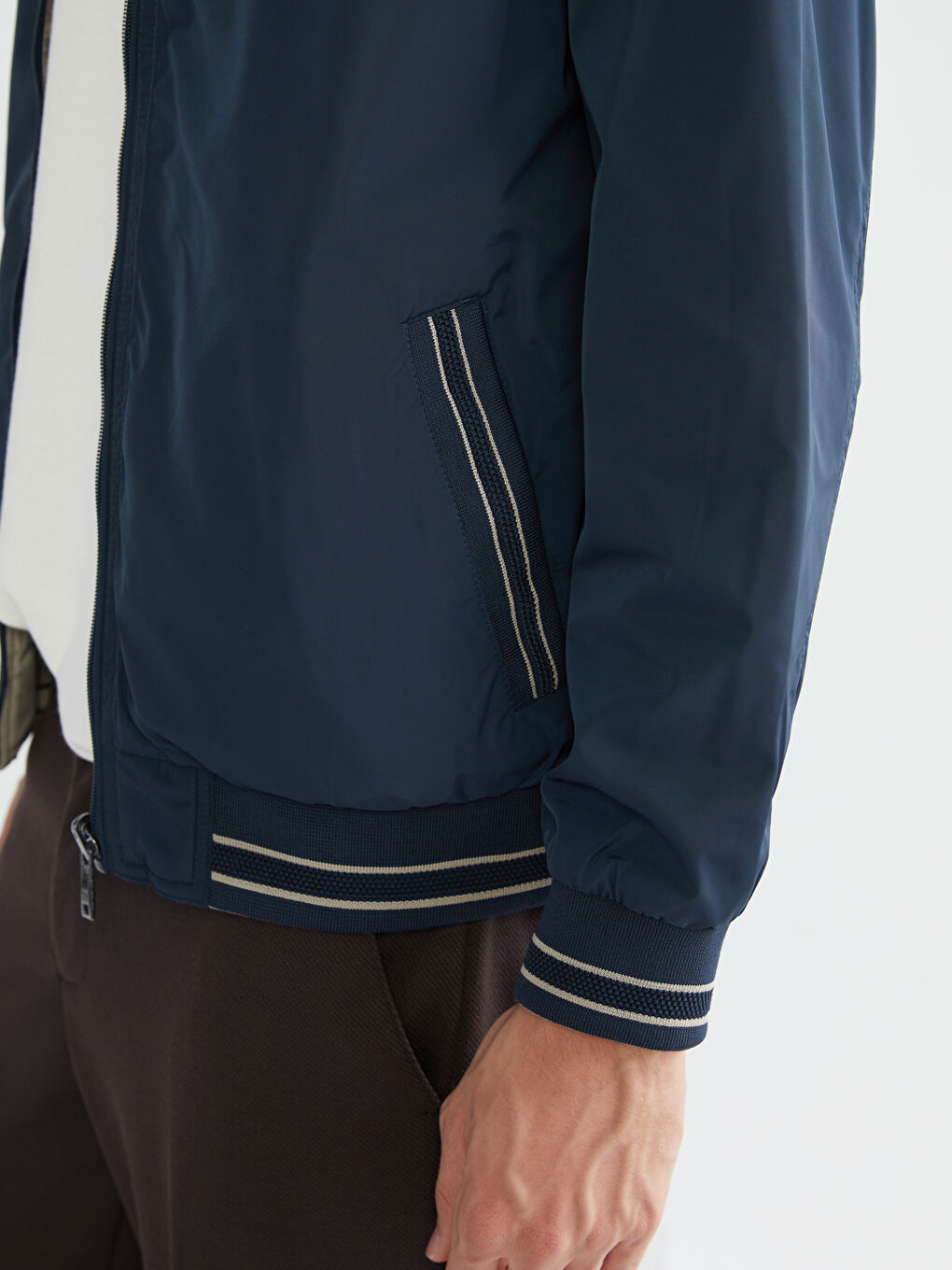 İndigo Büyük Beden Çift Taraflı Dik Yaka Erkek Mont-10