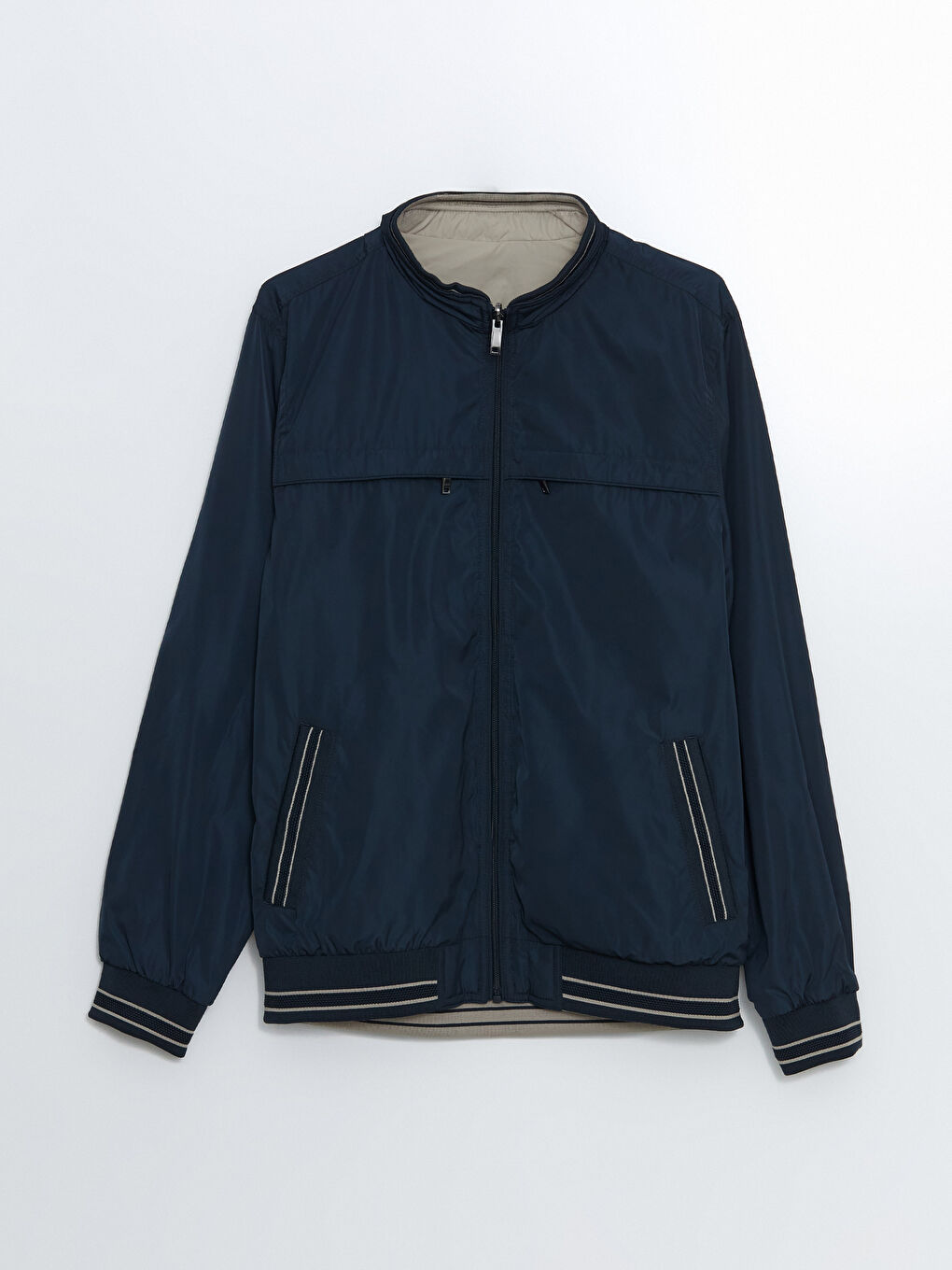 İndigo Büyük Beden Çift Taraflı Dik Yaka Erkek Mont-17