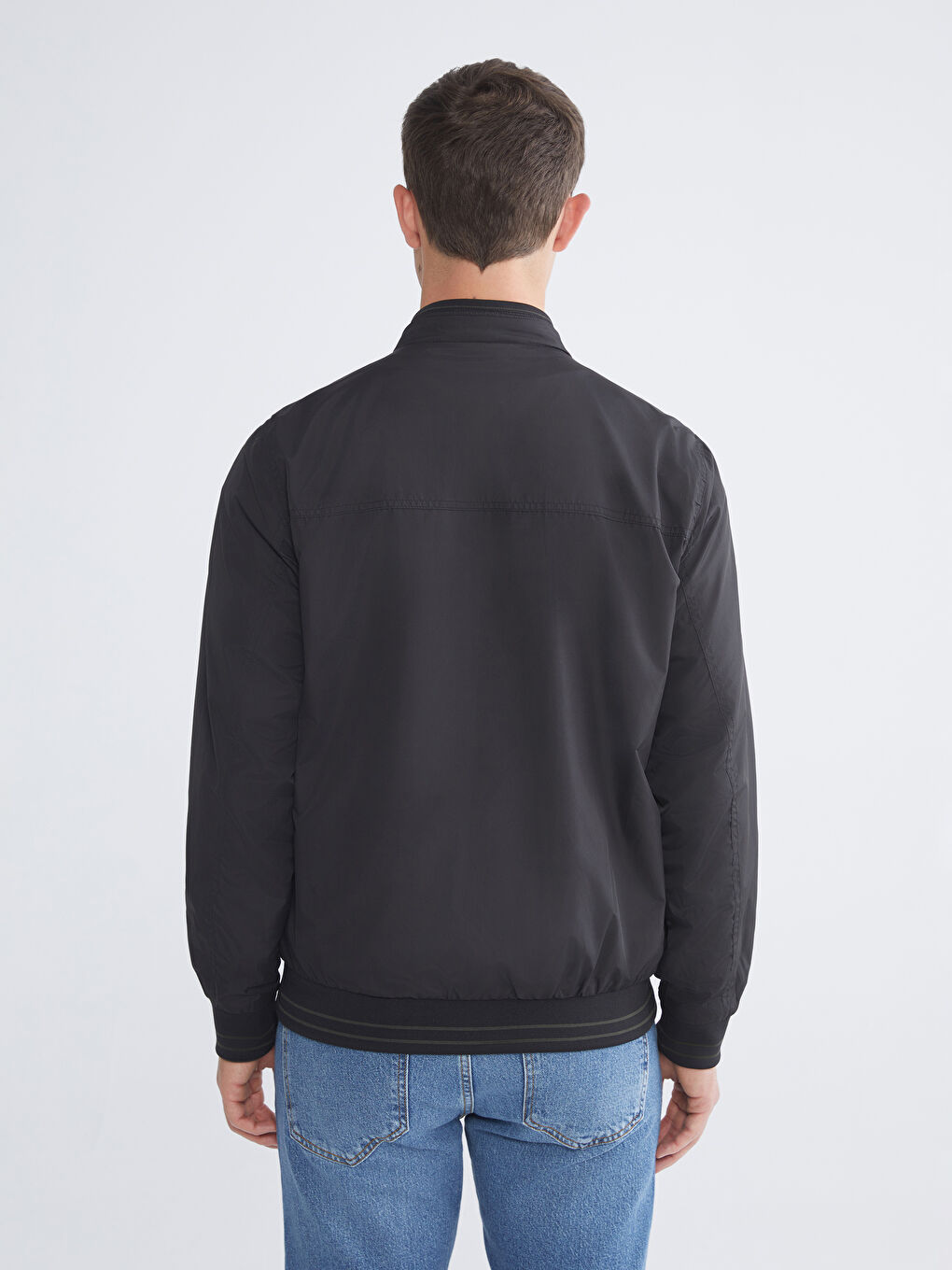 Haki Büyük Beden Çift Taraflı Dik Yaka Erkek Mont-6