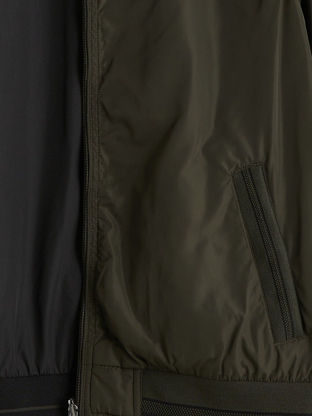 Haki Büyük Beden Çift Taraflı Dik Yaka Erkek Mont-15