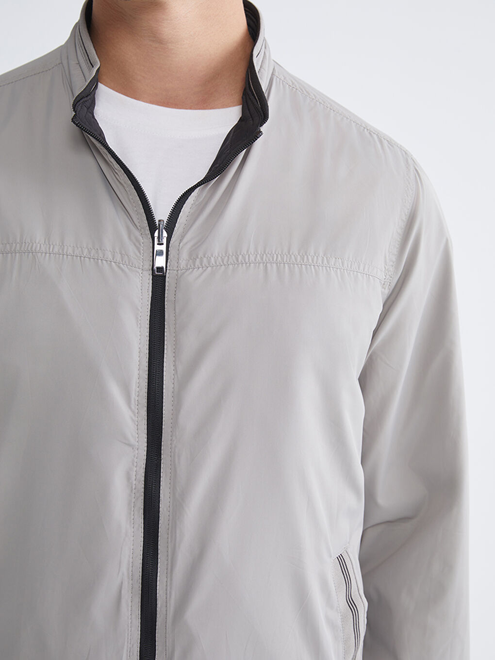 Siyah Büyük Beden Çift Taraflı Dik Yaka Erkek Mont-8