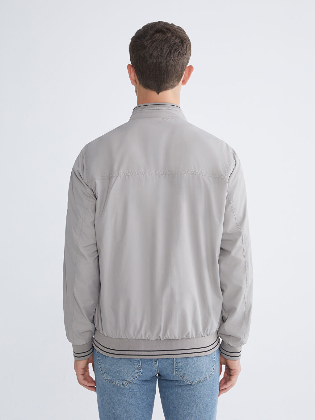 Siyah Büyük Beden Çift Taraflı Dik Yaka Erkek Mont-10