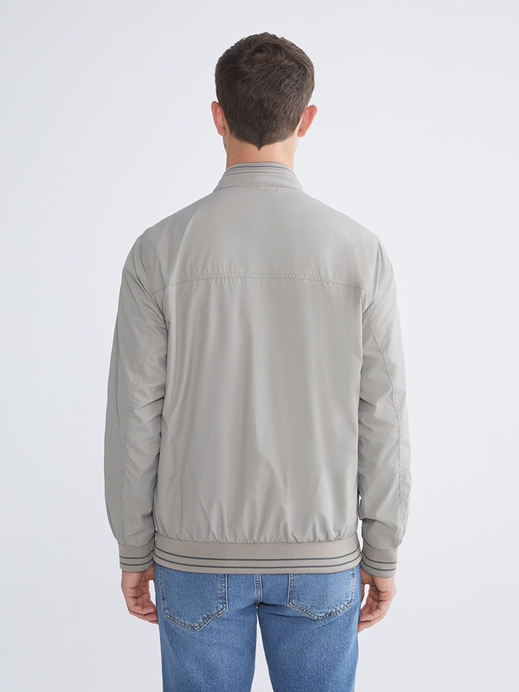 Yeşil Büyük Beden Çift Taraflı Dik Yaka Erkek Mont-10