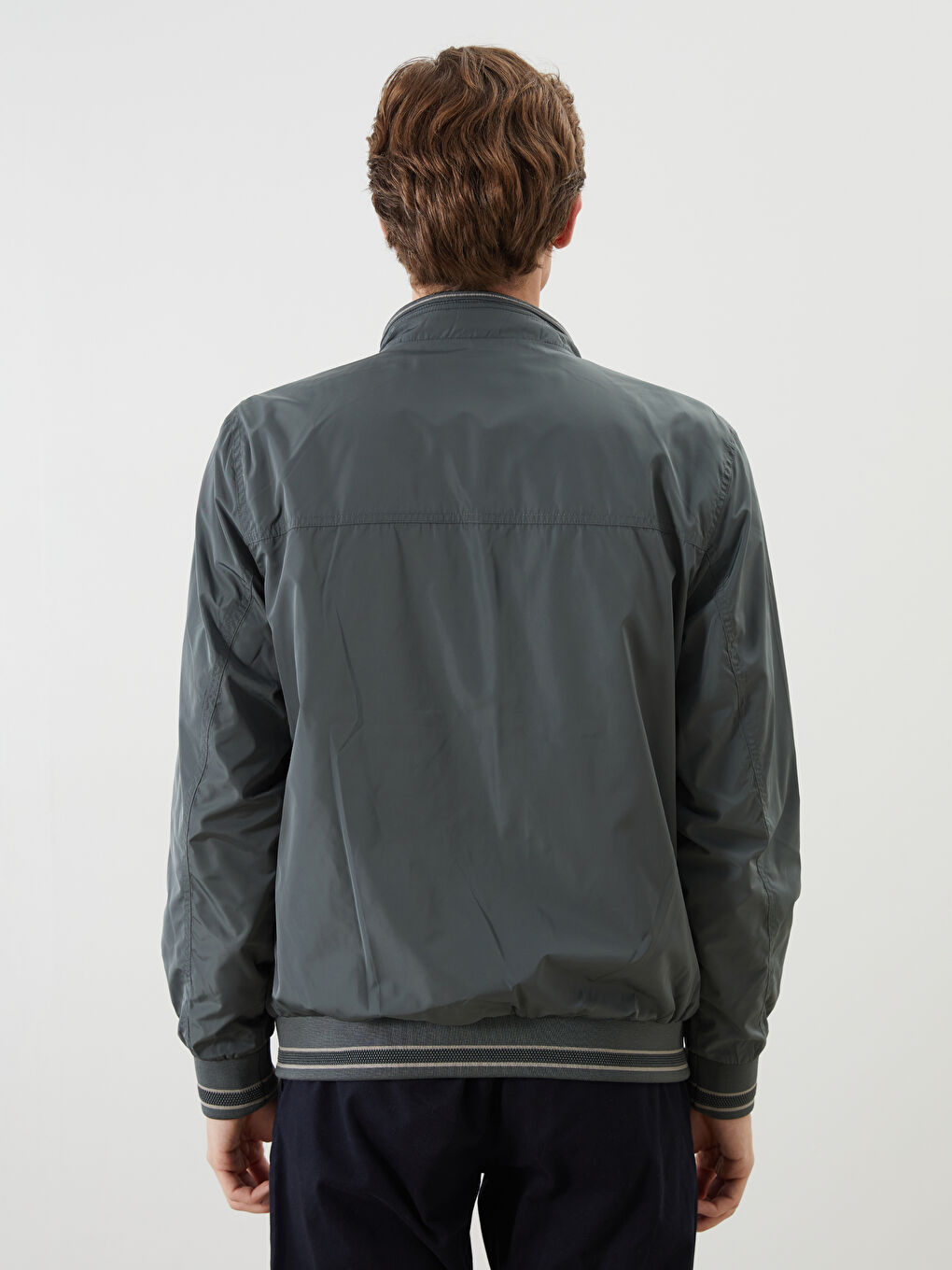 Yeşil Büyük Beden Çift Taraflı Dik Yaka Erkek Mont-5