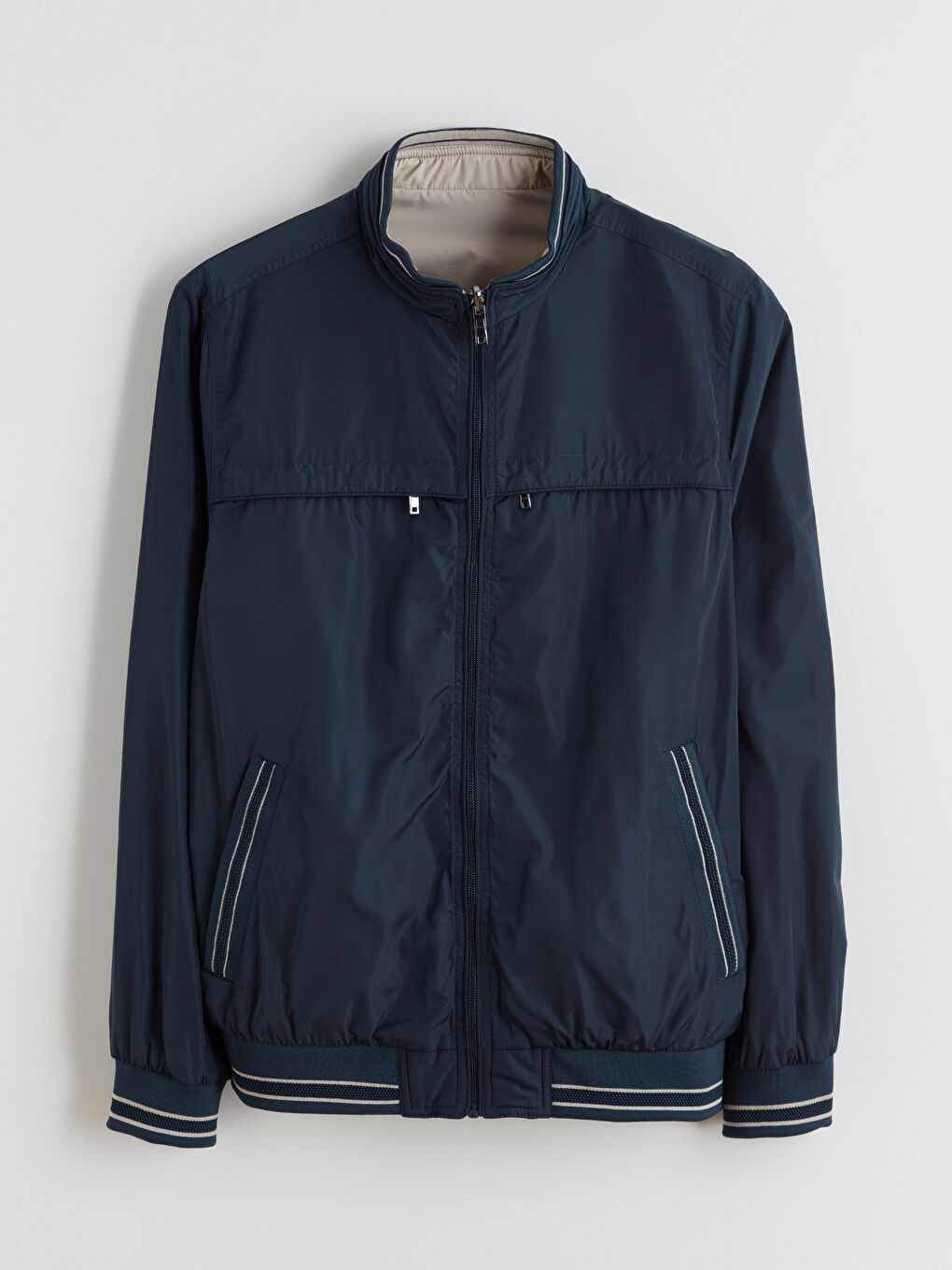 İndigo Büyük Beden Çift Taraflı Dik Yaka Erkek Mont-16