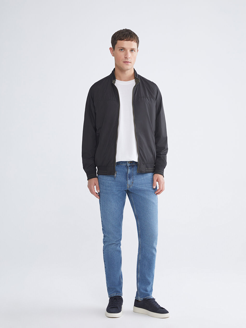 Haki Büyük Beden Çift Taraflı Dik Yaka Erkek Mont-4