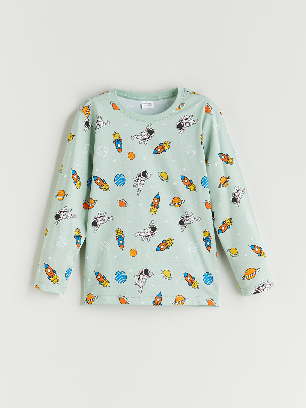 Yeşil Bisiklet Yaka Baskılı Erkek Çocuk Pijama Üst