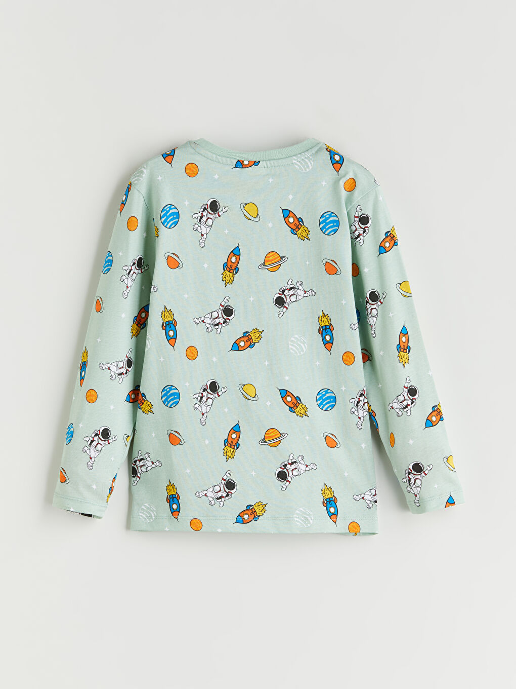 Yeşil Bisiklet Yaka Baskılı Erkek Çocuk Pijama Üst-2