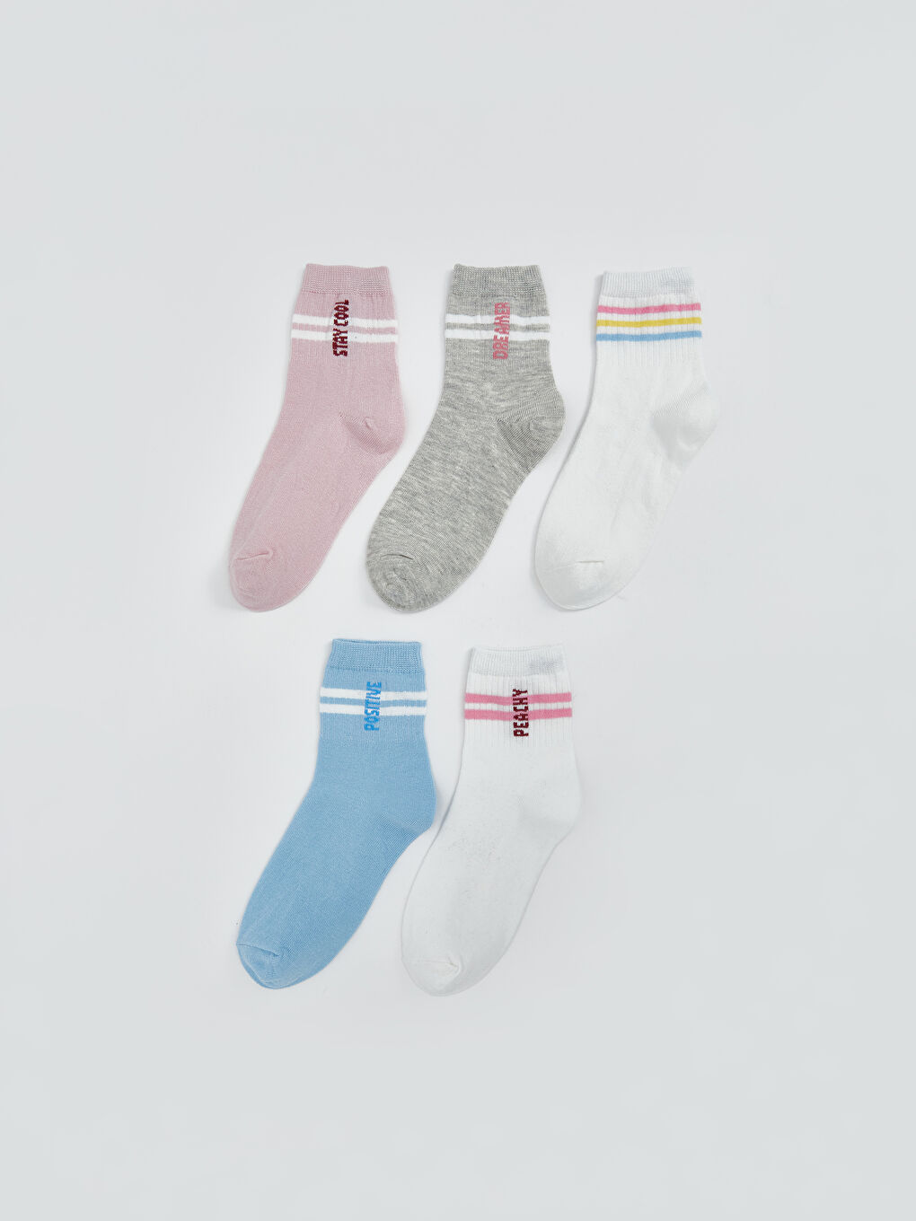LCW Kids Patterned Girls' Ankle Socks 5 Pack -W51233Z4-QXC