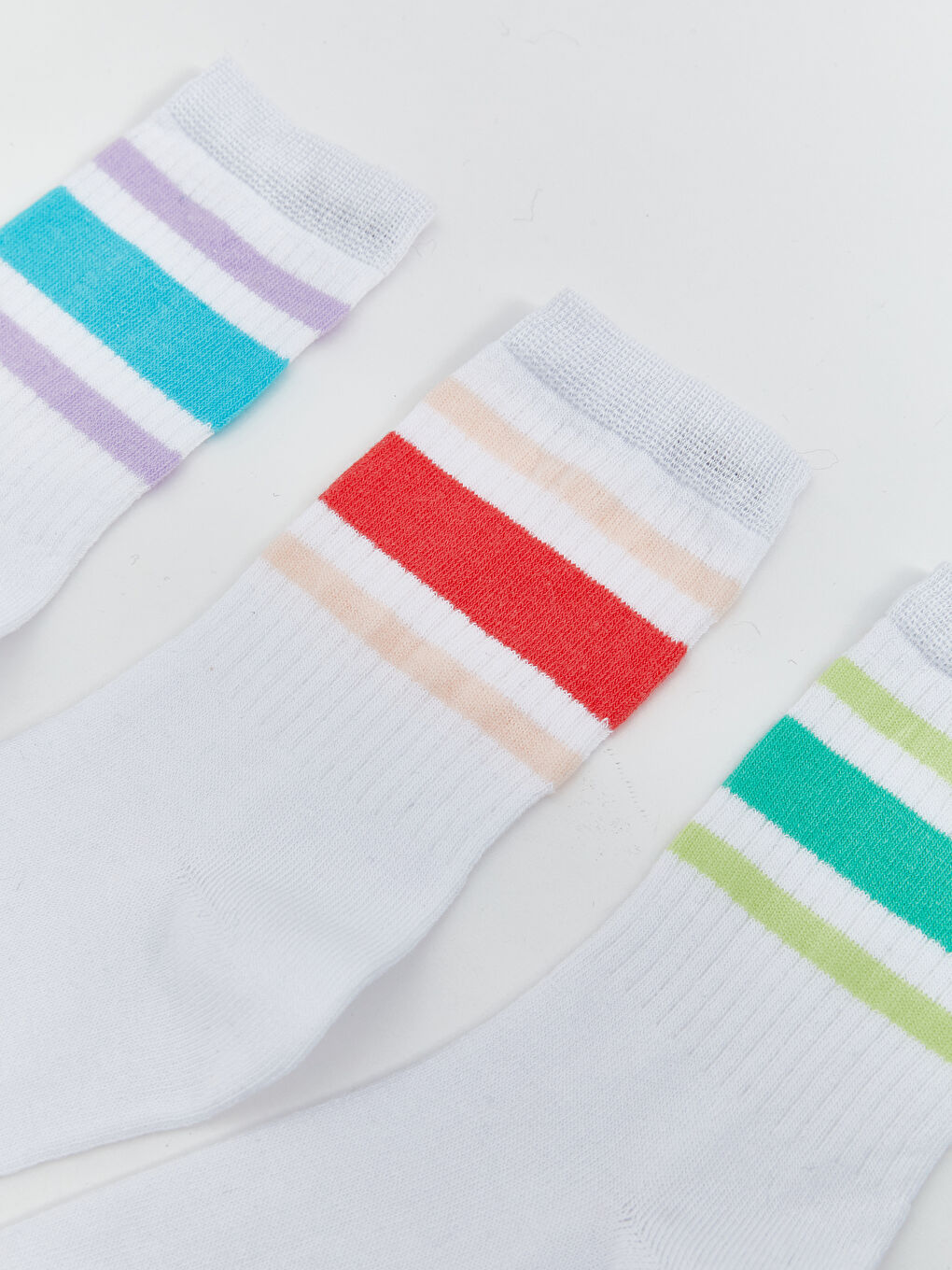LCW Kids Striped Girls' Ankle Socks 5 Pack -W51243Z4-JYX