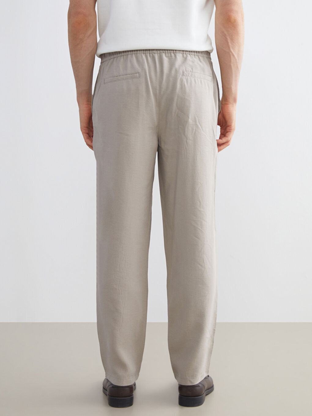 Bej Standart Kalıp Erkek Pantolon-3