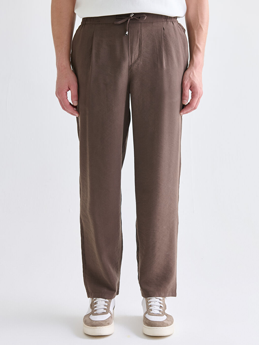 Kahverengi Standart Kalıp Erkek Pantolon-1