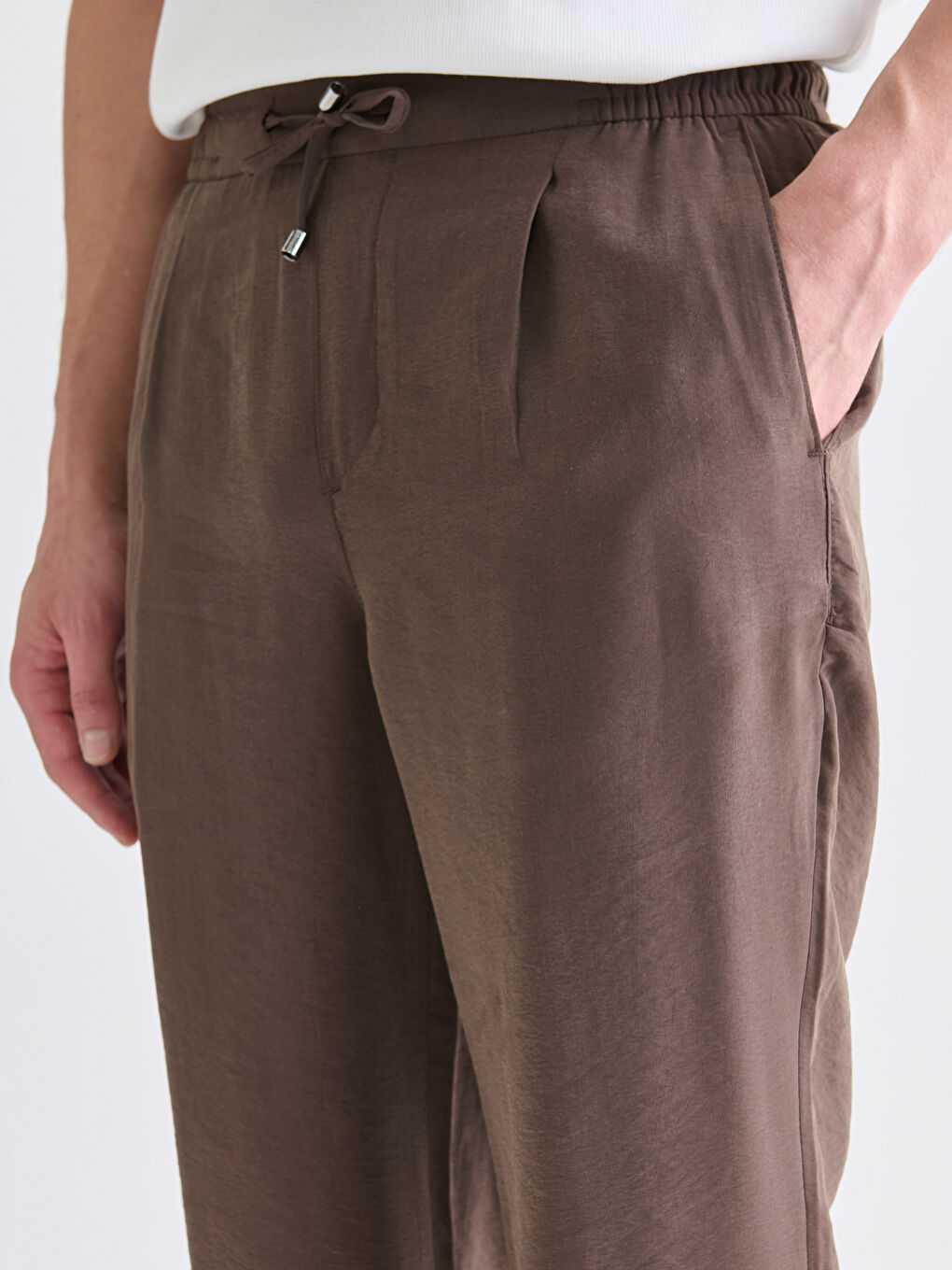 Kahverengi Standart Kalıp Erkek Pantolon-2