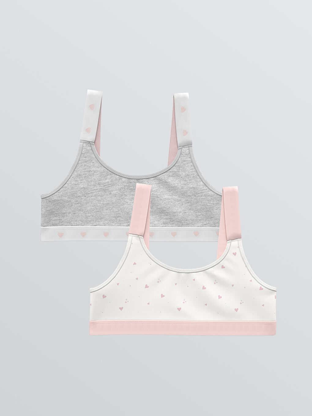 LCW Kids Heart Printed Girls' Bustier Top 2 Pack -W51264Z4-LRA