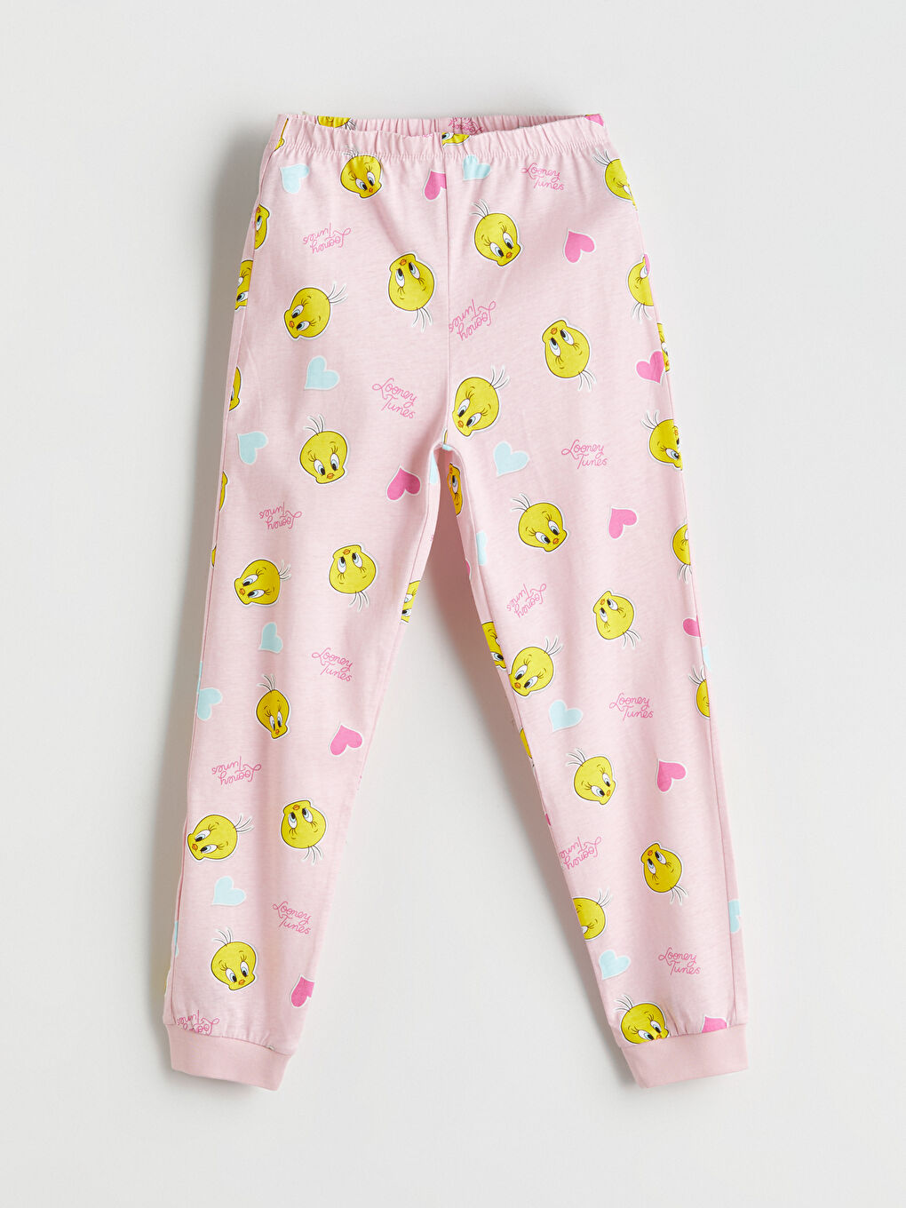 Crew Neck Tweety Printed Girls' Pyjama Set-4