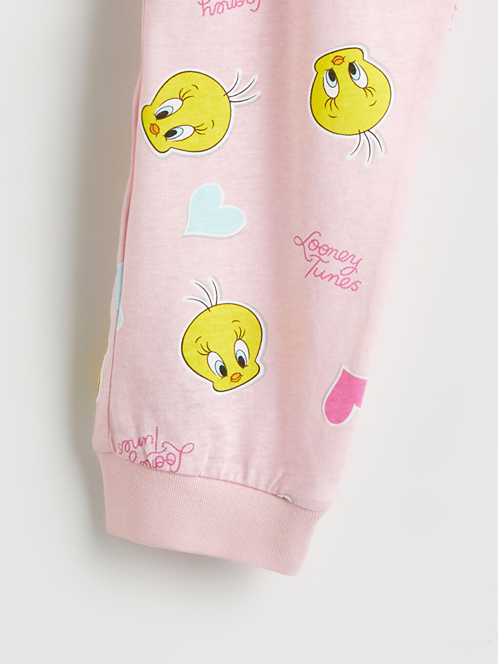 Crew Neck Tweety Printed Girls' Pyjama Set-5