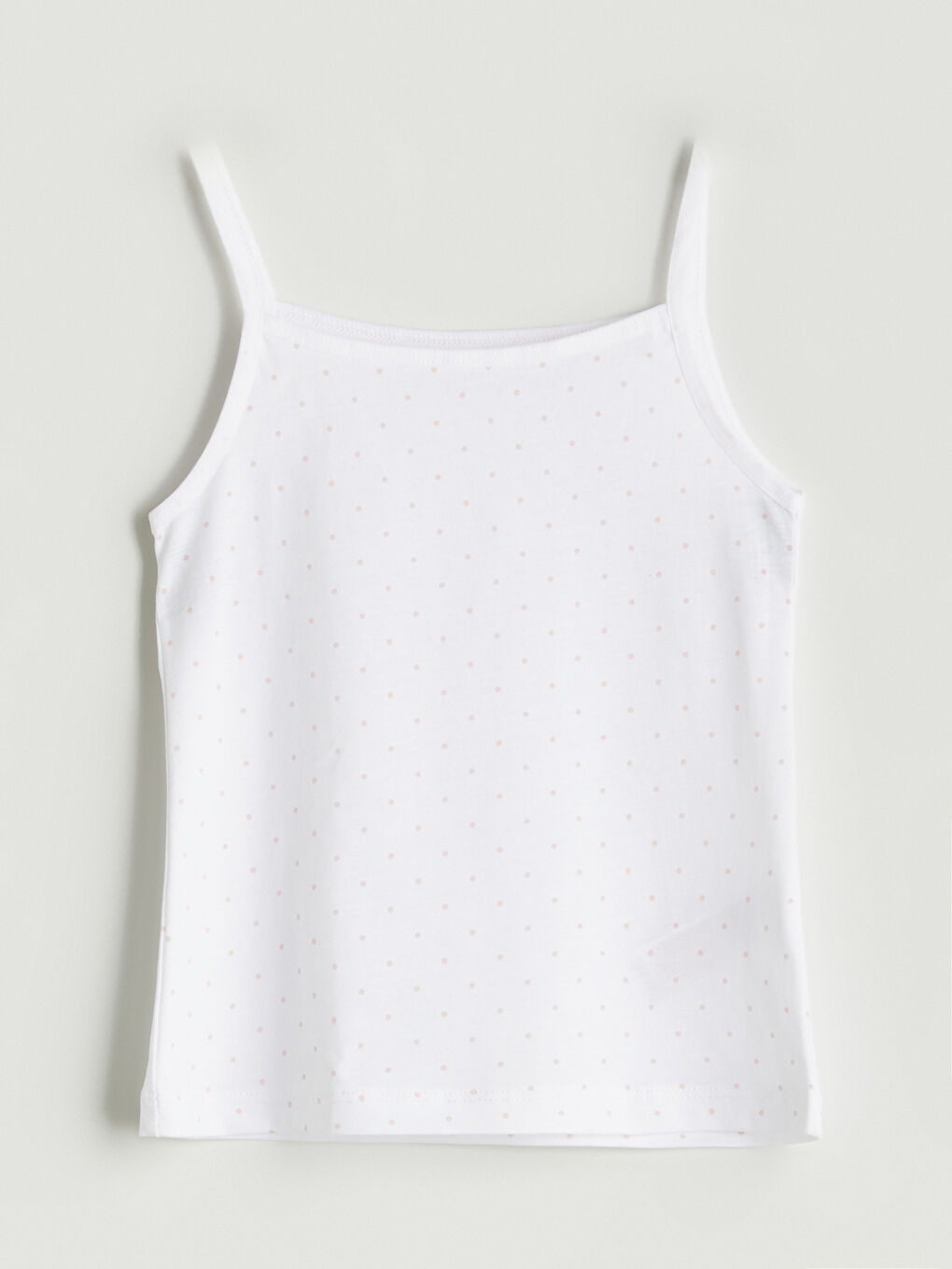 Beyaz Kare Yaka Puantiye Desenli Askılı Kız Çocuk Atlet