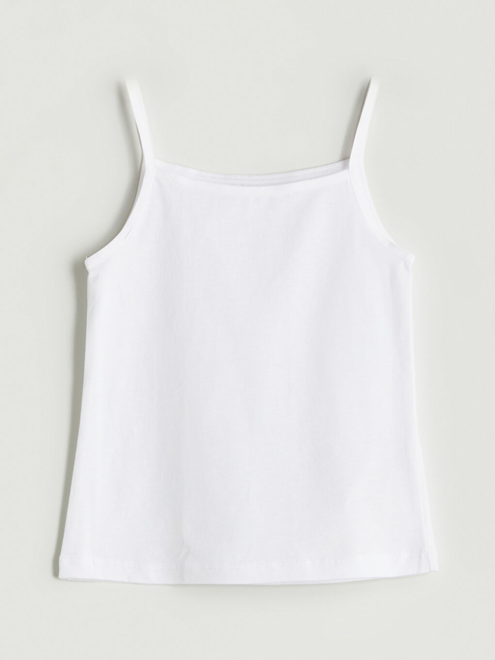 Beyaz Kare Yaka Basic Askılı Kız Çocuk Atlet