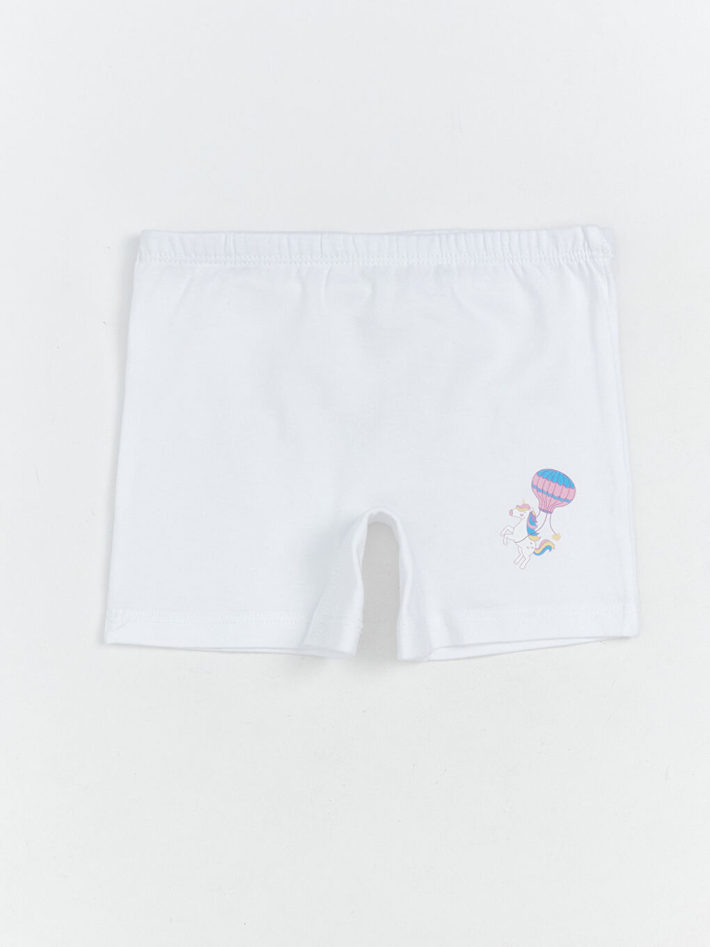 Beyaz Baskılı Beli Lastikli Kız Çocuk Boxer