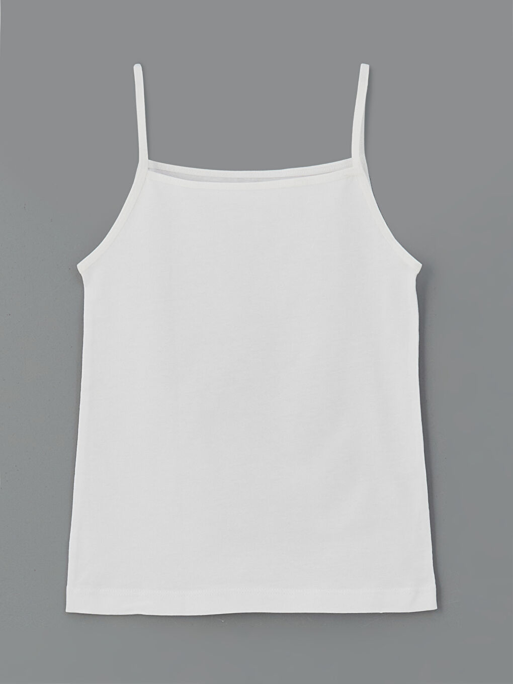 Beyaz Kare Yaka Askılı Kız Çocuk Atlet