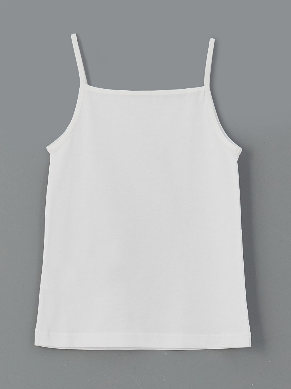 Beyaz Kare Yaka Askılı Kız Çocuk Atlet-1