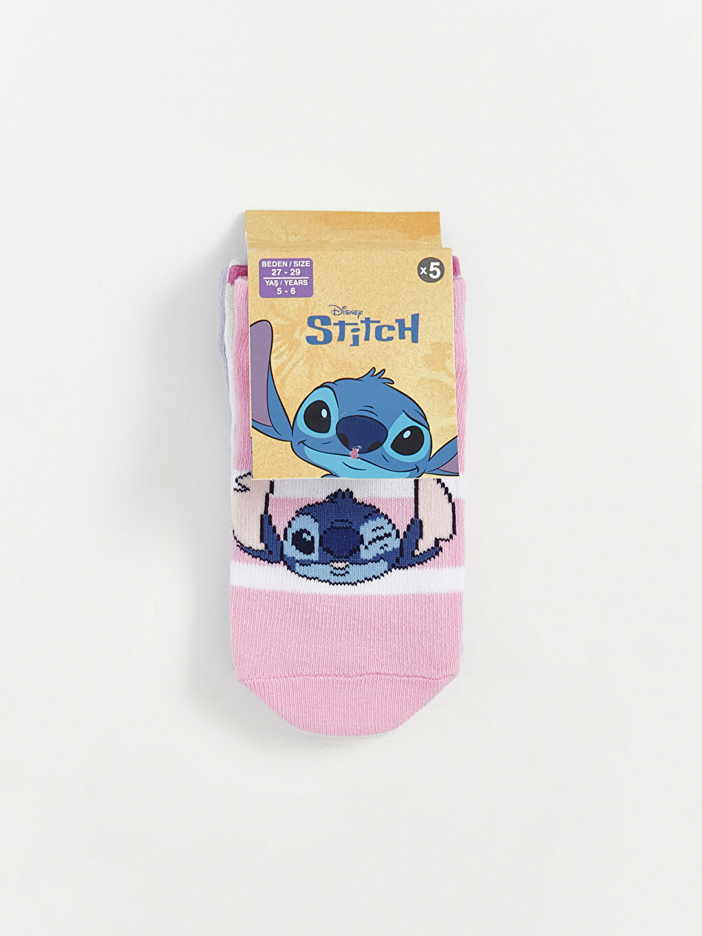 Stitch and Angel Patterned Girls' Trainer Socks 5 Pack-1