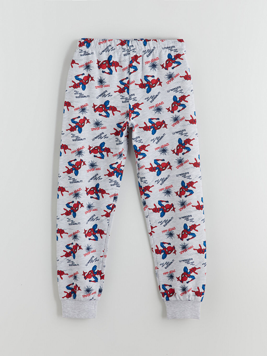 Gri Beli Lastikli Spider-Man Baskılı Erkek Çocuk Pijama Alt